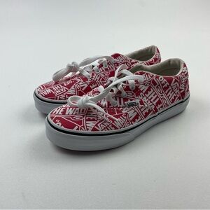 Vans Off The Wall Youth Kid Unisex Sz 3 White & Red Print Skate Sneaker Shoes